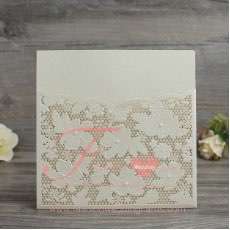 Ivory and White Laser Cut Wedding Invitation Pocket